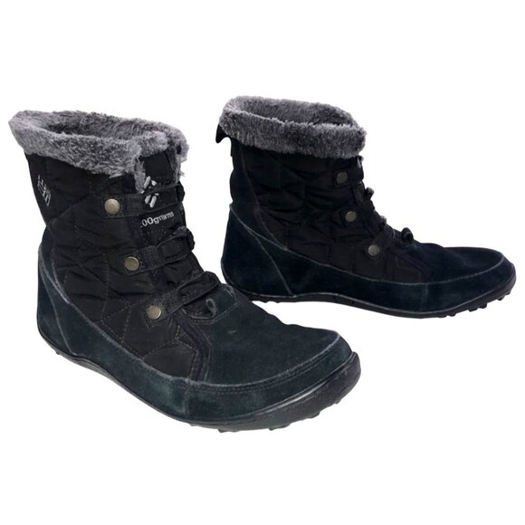 Columbia 200 Gram Omni-Heat Omni-Grip H2O Proof Boot Black Suede Quilted Sz 9 .h - Picture 1 of 9